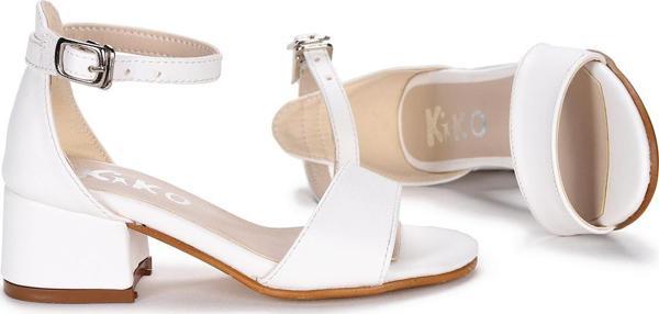 Kiko Kids 769 Cilt Günlük Kız Çocuk 4 Cm Topuklu Sandalet Ayakkabı Beyaz - Image 1