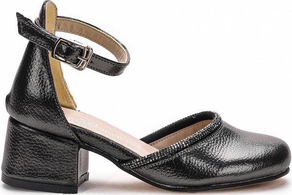 Kiko Kids 771 Vakko Taşlı Kız Çocuk 5 Cm Topuklu Sandalet Ayakkabı Platin - Image 1
