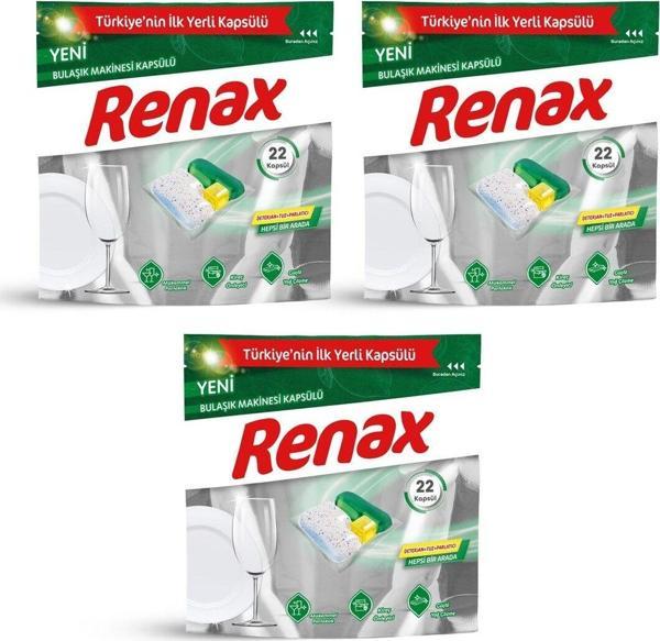 Renax Bulaşık Makinesi Kapsülü Hepsi Bir Arada 22 Li X 3 Adet - Image 1