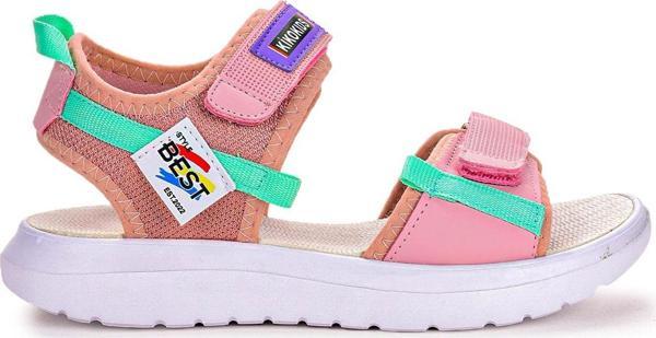 Kiko Kids Cırtlı Yürüyüş Kız/Erkek Çocuk Sandalet 200 Pudra - Yeşil - Image 1
