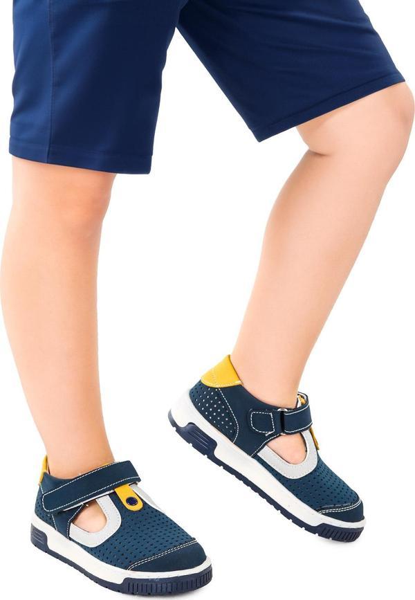 Kiko Kids Erkek Çocuk Günlük Ayakkabı Arz 2319 Petrol - Sarı - Image 1