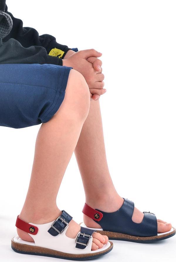 Kiko Kids Erkek Çocuk Sandalet Şb 2330-39 Beyaz Lacivert Kırmızı - Image 1