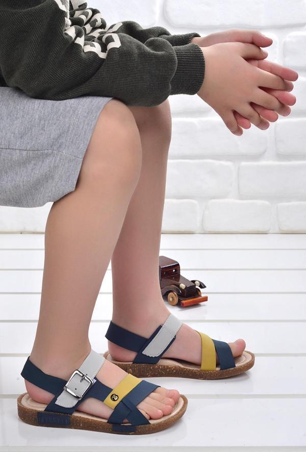 Kiko Kids Erkek Çocuk Sandalet Şb 2517-26 Lacivert - Sarı - Image 1