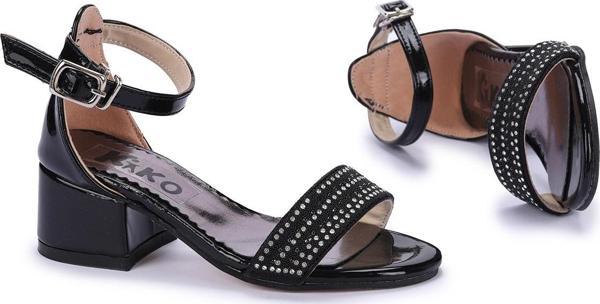 Kiko Kids Günlük Kız Çocuk 4 Cm Topuklu Sandalet 761 Rugan Siyah - Image 1