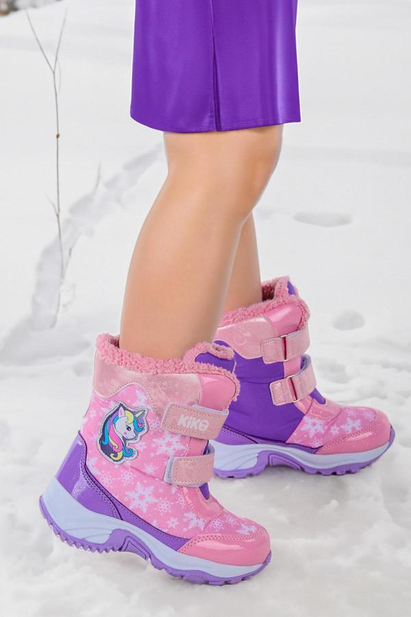 Kiko Kids Unicorn Cırtlı Kız Çocuk Kar Bot Soğuk Suya Dayanıklı Pembe - Mor - Image 1