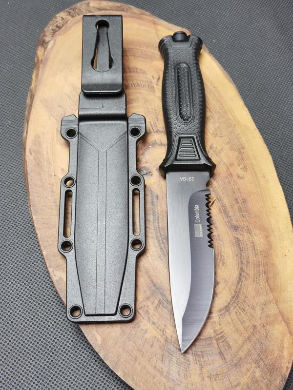 24 cm Sert Kılıflı Siyah Testere Ağızlı Yeni Avcı Bıçağı Paslanmaz Çelik  - Image 1