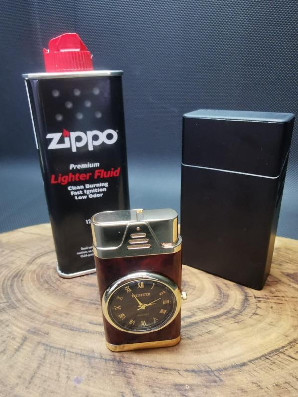 İsme Özel Saatli 1 Torch Çakmak,Zippo Benzin ve Tabaka Seti  - Image 1