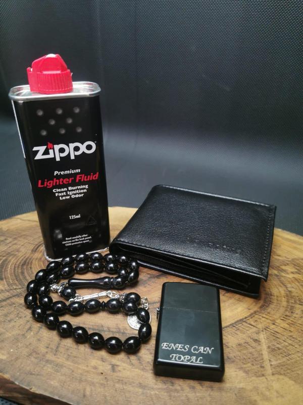 İsme Özel Zippo Benzin,Zippo Çakmak,Tesbih ve Cüzdan Seti - Image 1