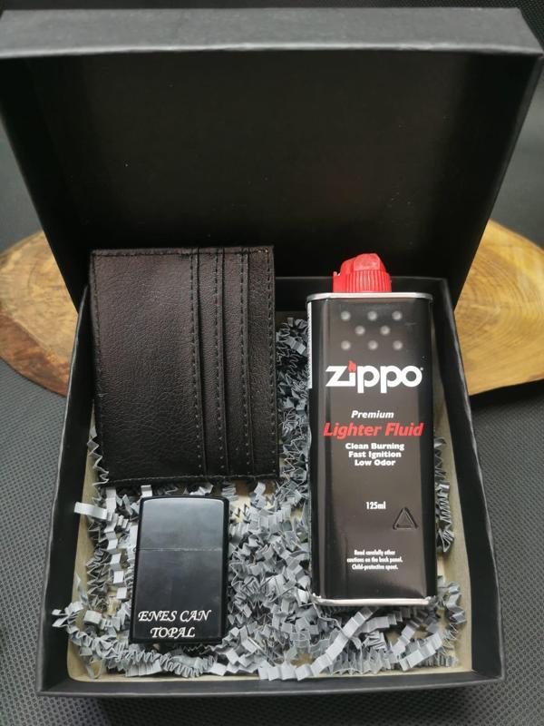 İsme Özel Zippo Benzin,Çakmak ve Kartlık Seti - Image 1