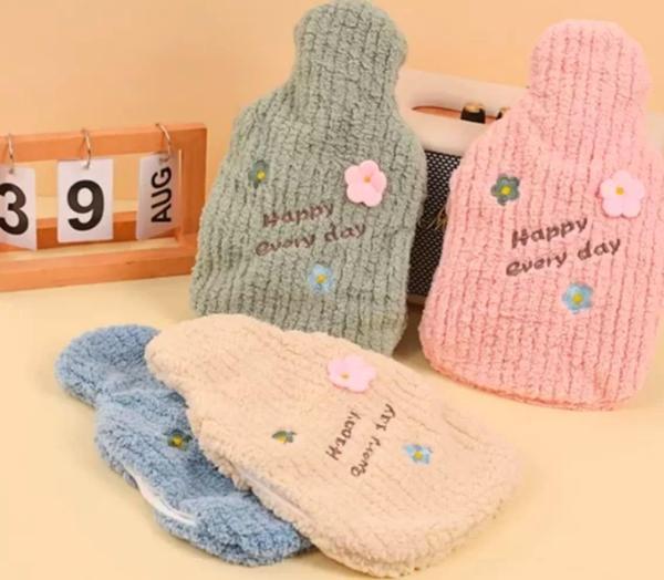 1 Litre El Geçirmeli Örgülü Sıcak Su Torbası Happy  - Image 1