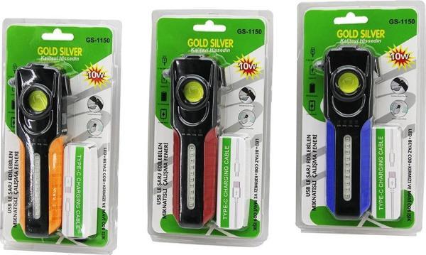 10W 2IN1= LED - RENKLİ COB MIKNATISLI USB ŞARJLI ÇALIŞMA EL FENERİ - POWERBANK  - Image 1