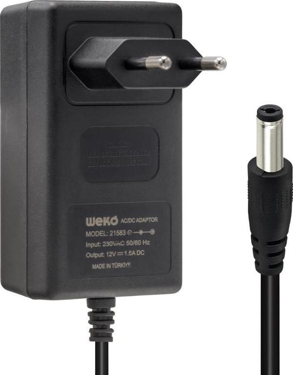 12 VOLT - 1.5 AMPER 5.5*2.5 UÇLU YERLİ ÜRETİM PLASTİK KASA PRİZ TİPİ ADAPTÖR  - Image 1