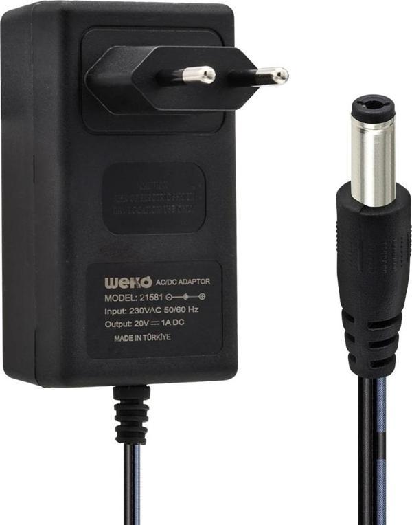 20 VOLT - 1 AMPER 5.5*2.5 UÇLU YERLİ ÜRETİM PRİZ TİPİ ADAPTÖR  - Image 1