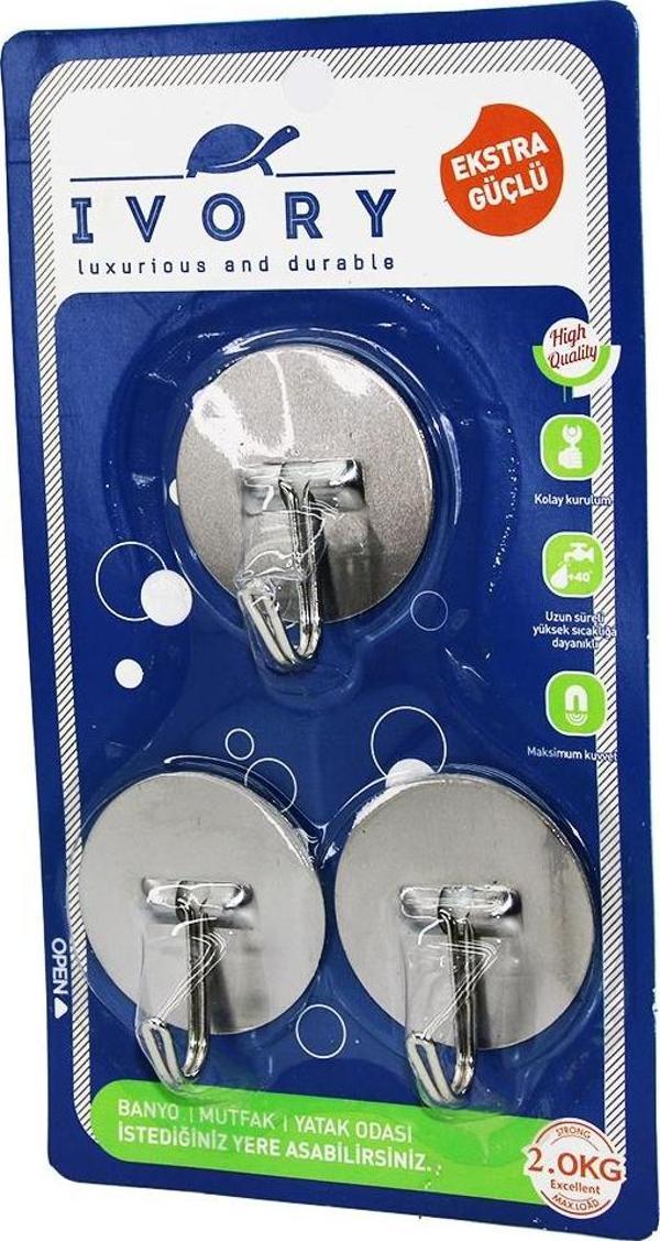 3 ADET  YUVARLAK - METAL YAPIŞKAN ASKI  - Image 1