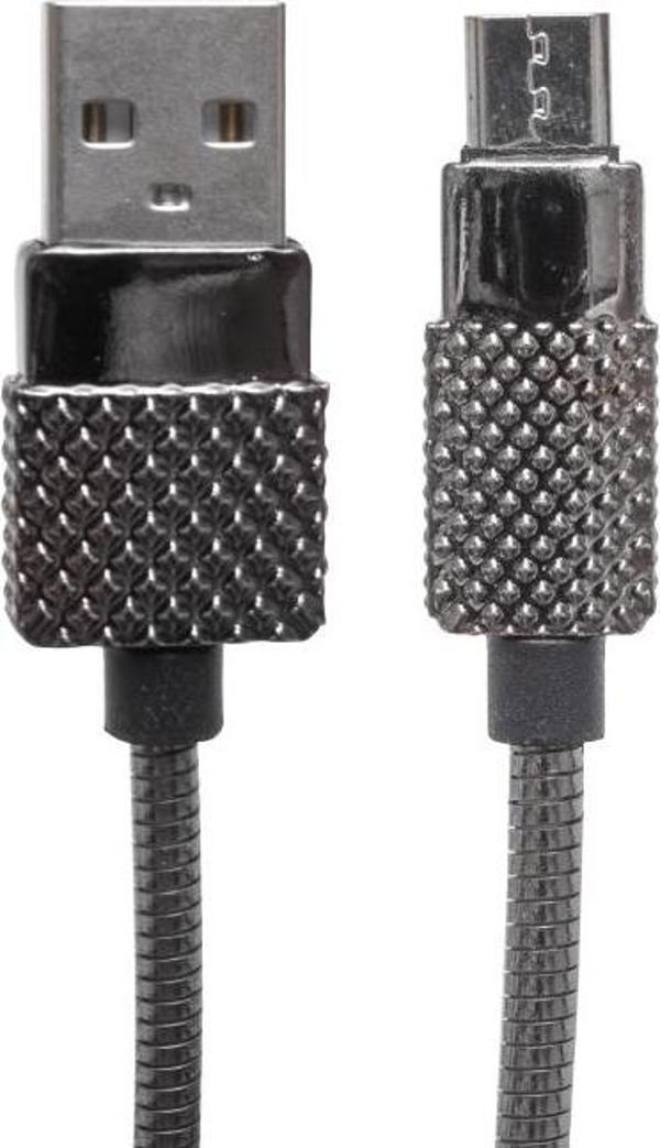 3 AMPER METAL YAYLI MICRO USB DATA VE ŞARJ KABLOSU 1 METRE  - Image 1