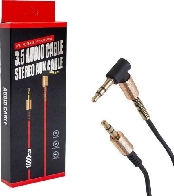 3.5 MM ERKEK/ERKEK METAL BAŞLIKLI L UÇLU STEREO AUX KABLO  - Image 1