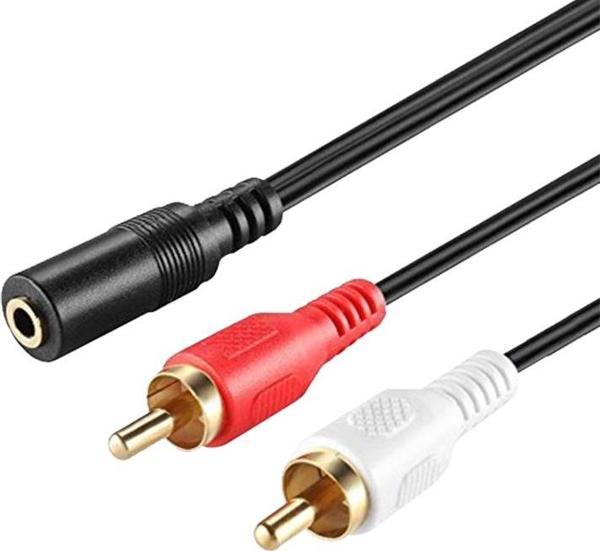 3.5 MM STEREO DİŞİ / 2 RCA ERKEK 1.5 METRE GOLD KABLO ELEKTROMER  - Image 1