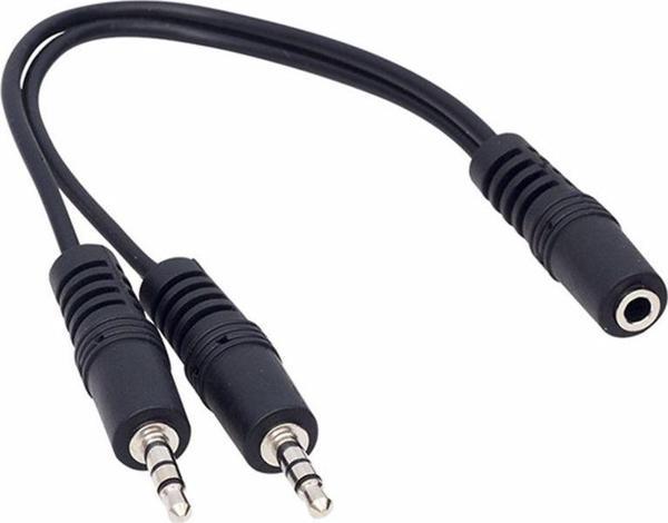 3.5 MM STEREO DİŞİ / 2 X 3.5MM STEREO ERKEK 20 CM Y KABLO KABLO  - Image 1