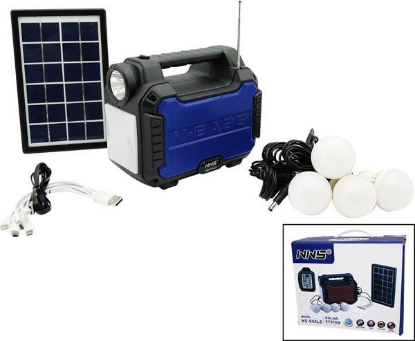 3IN1 - SOLAR 2İN1 SABİT EL FENERİ - RADYO - MP3 BLUETOOTH - USB/ TF PORT - 4 ADET  AMPUL KABLOLU - P - Image 1
