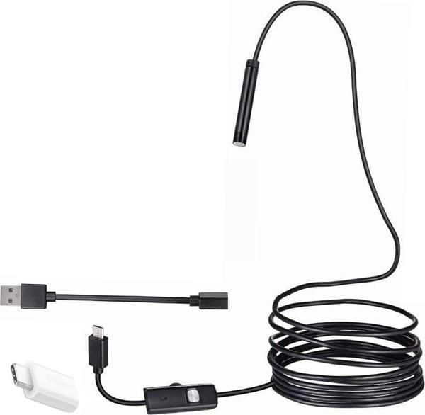 3IN1 MICRO USB+TYPE-C+USB A) ANDROID UYUMLU 8 MM IŞIKLI 5 METRE ENDOSKOP YILAN KAMERA  - Image 1