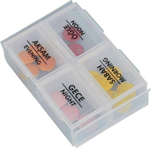 4 Öğün Günlük Hap İlaç Saklama Taşıma Kutusu İlaç Hatırlatıcı  - Image 1