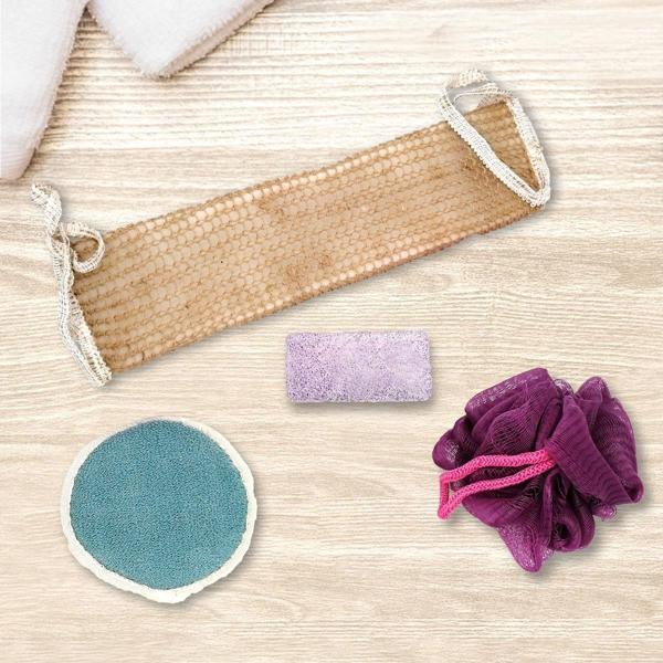 4 Parçalı Banyo Duş Lifi Seti Vücut Sırt Yüz Lifi Ponza Taşı  - Image 1