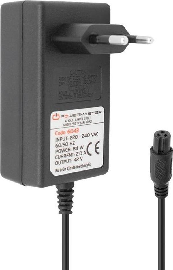 42 VOLT - 2 AMPER - 84 WATT PRİZ TİPİ 3 PİNLİ GİNGER ŞARJ CİHAZ ADAPTÖRÜ  - Image 1