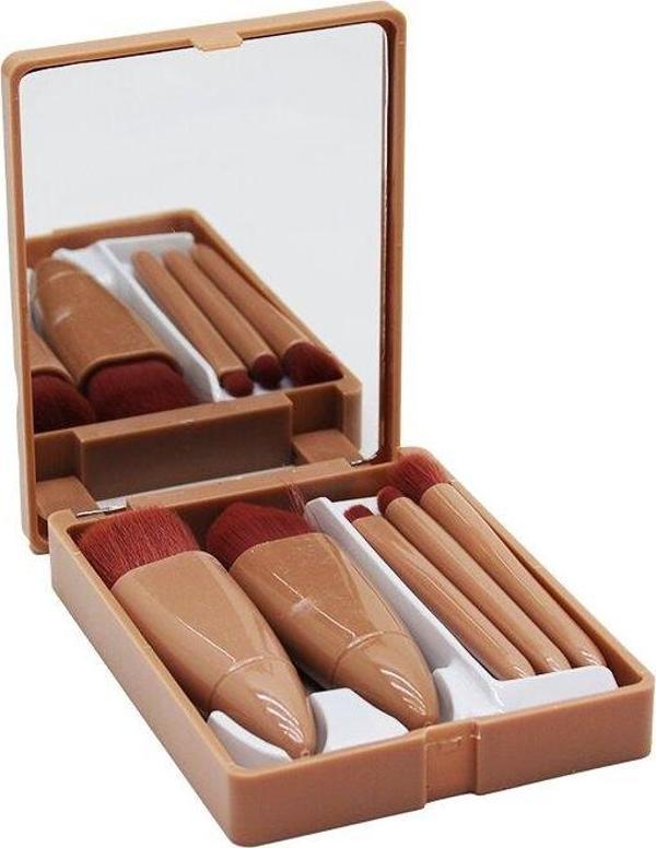 5PCS + AYNA KAPAKLI AYNALI MAKYAJ FIRÇA SETİ  - Image 1