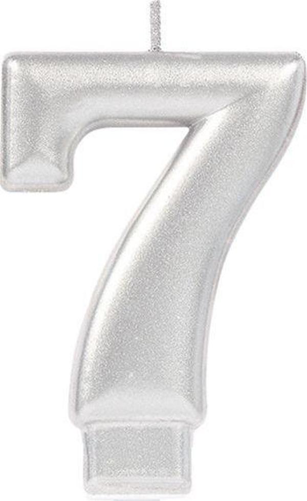 7 Rakam Mum Gümüş Renk  - Image 1