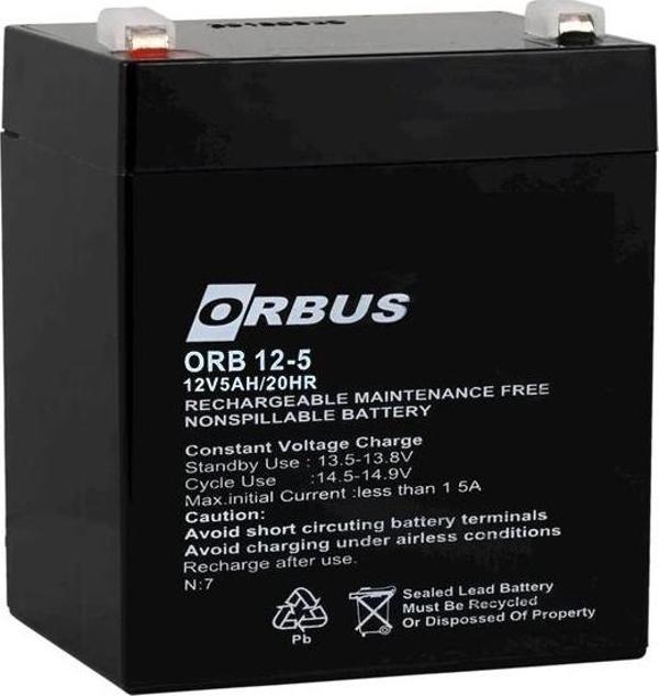 AKÜ 12 VOLT 5 AMPER ORBUS ORB12-5 (90 X 70 X 101 MM)  - Image 1