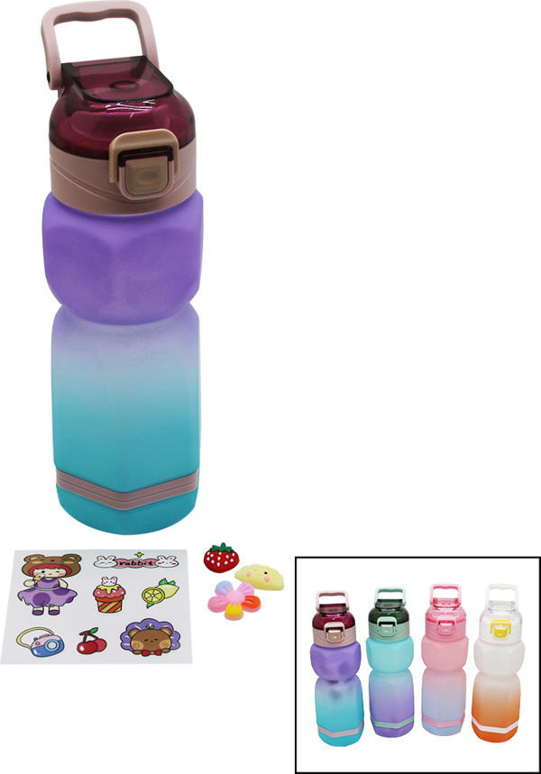ALTIGEN RENKLİ PLS.SULUK MATARA PİPETLİ - KİLİTLİ KAPAK - TAŞIMA KULPLUSTİCKER HEDİYELİ760ML  - Image 1