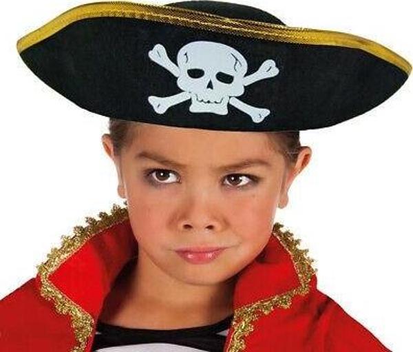 Altın Şeritli Çocuk Boy Yayvan Korsan Şapkası  - Image 1