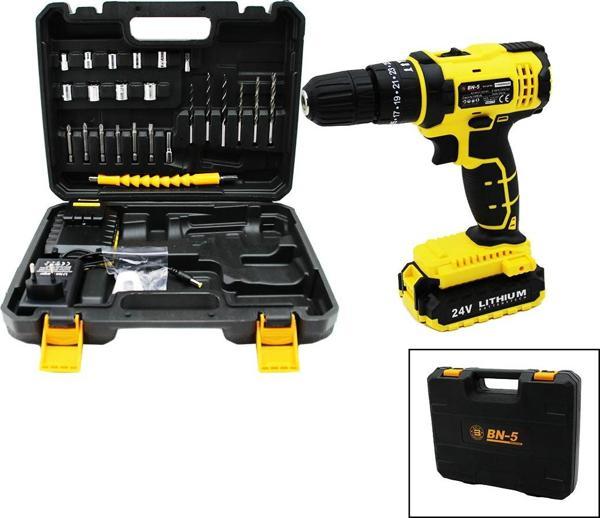 BANCO BN-5 F-136 STANLIY SARI 24W PROFESSIONAL ŞARJLI DARBELİ MATKAP SETİ ÇANTALI  - Image 1