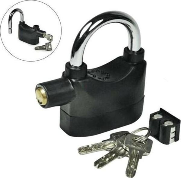 Desibel Siyah Alarmlı Çok Fonksiyonlu Ekstra Güvenlikli Kare Asma Dolap Kilidi  - Image 1