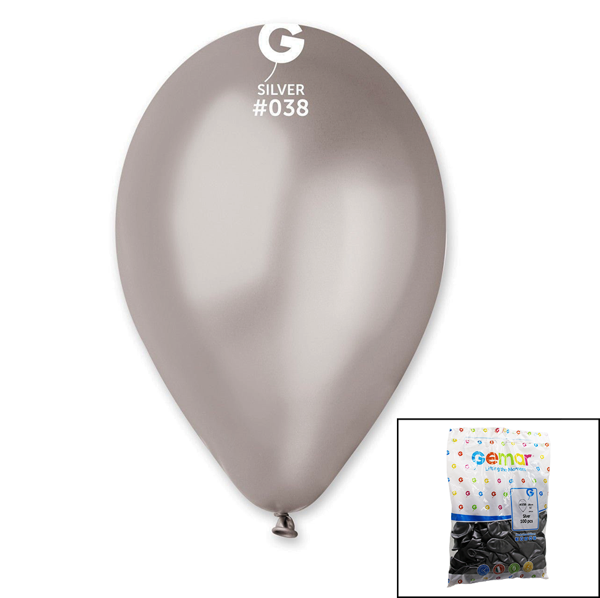GM-110-38 METALİK - GÜMÜŞ BALON 11&amp;apos;&amp;apos; - 28CM - 100 ADET  - Image 1