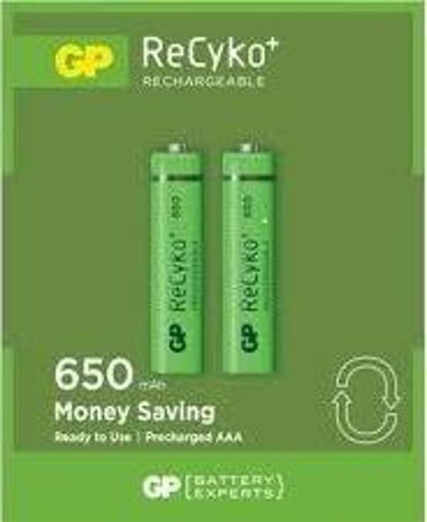 GP RECYKO 650mAh AAA ŞARJLI İNCE PİL 63C092  2Lİ KART - Image 1