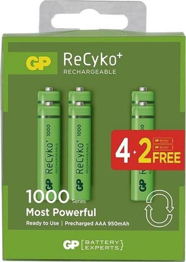 GP RECYKO 950 MAH AAA İNCE 4+2 6LI ŞARJLI PİL PAKET FİYATI - Image 1