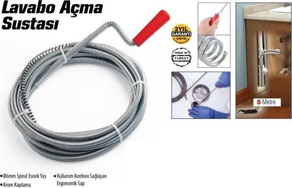 Lavabo Ve Gider Boruları Açacağı - Lavabo Açma Sustası - 5Metre  - Image 1