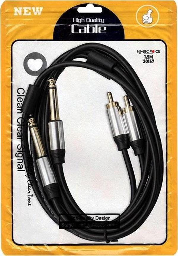 LD398 2X 6.3MM MONO ERKEK + 2X RCA ERKEK 1.5 METRE KABLO  - Image 1