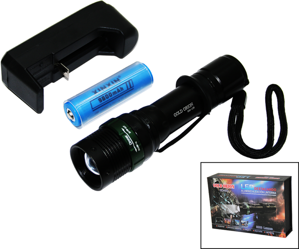 LED FLASH LIGHT ZOOMLU EL FENERİ FİŞ ŞARJLI - METAL KASA  - Image 1