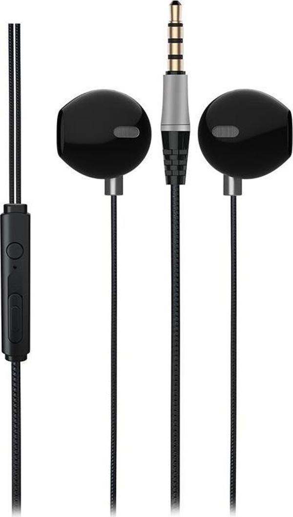 LENOVO LECOO EH101 3.5MM JACKLI GÜMÜŞ TASARIMLI SİYAH KABLOLU KULAK İÇİ MİKROFONLU KULAKLIK 4 - Image 1