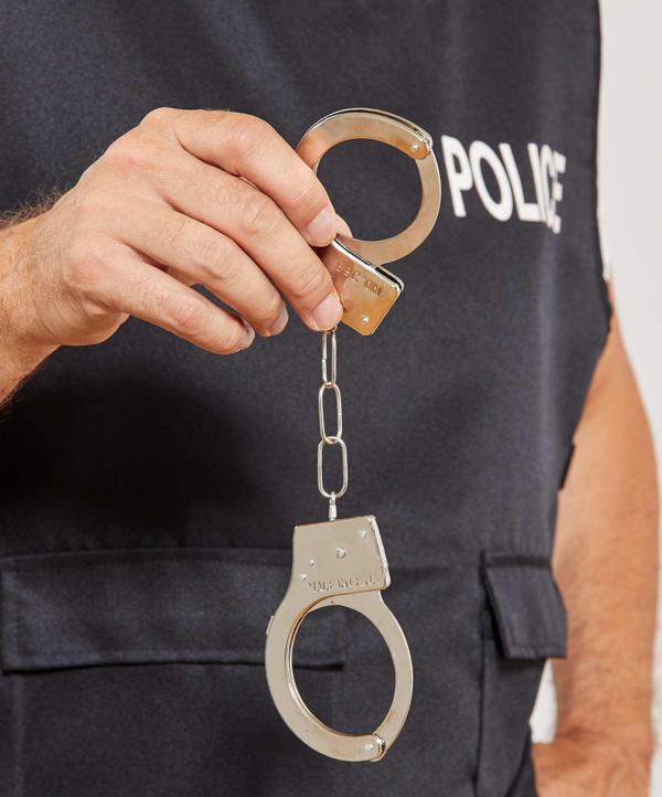 Metal Malzemeden İmal Anahtarlı Oyuncak Polis Kelepçesi  - Image 1
