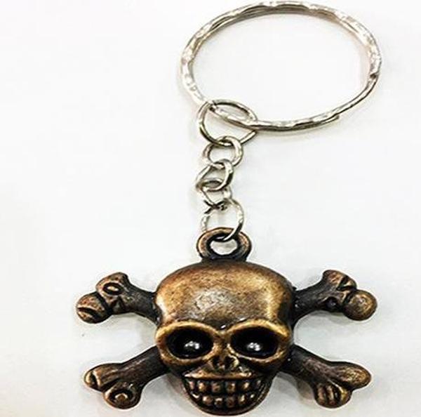 Metal Malzemeden İmal Kuru Kafa Korsan Anahtarlık Bakır Renk  - Image 1