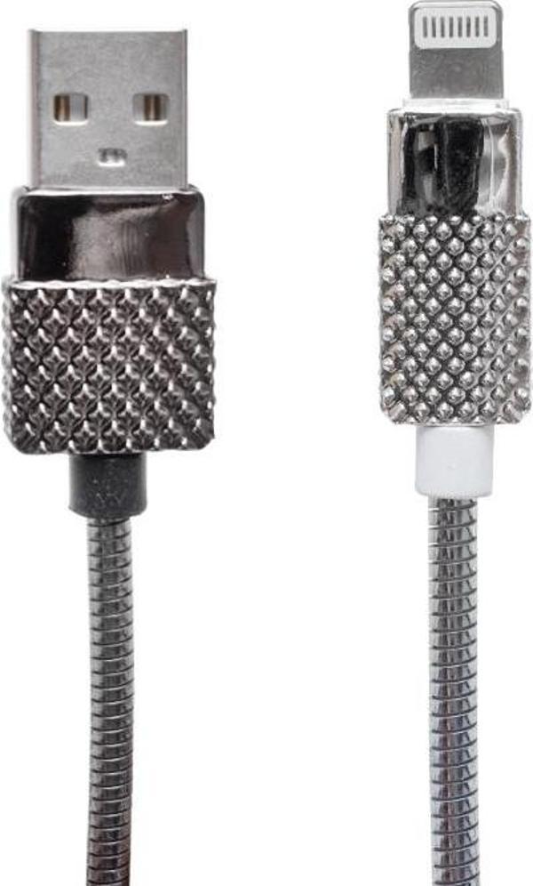 METAL YAYLI IPHONE LIGHTNING USB DATA VE ŞARJ KABLOSU 1 METRE  - Image 1