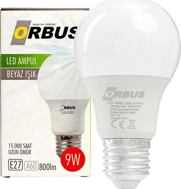 ORBUS ORB-9W E27 9 WATT 800 LÜMEN BEYAZ LED AMPÜL  - Image 1