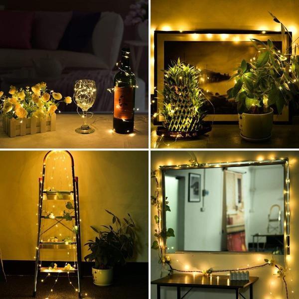 Peri Led Işık 10 Metre (Sarı) Pilli Aydınlatma Şerit Led Saçak Spot Süsleme  - Image 1