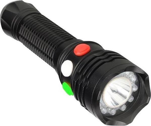 ŞARJ EDİLEBİLİR 3 WATT 3 RENKLİ LEDLİ EL FENERİ  - Image 1
