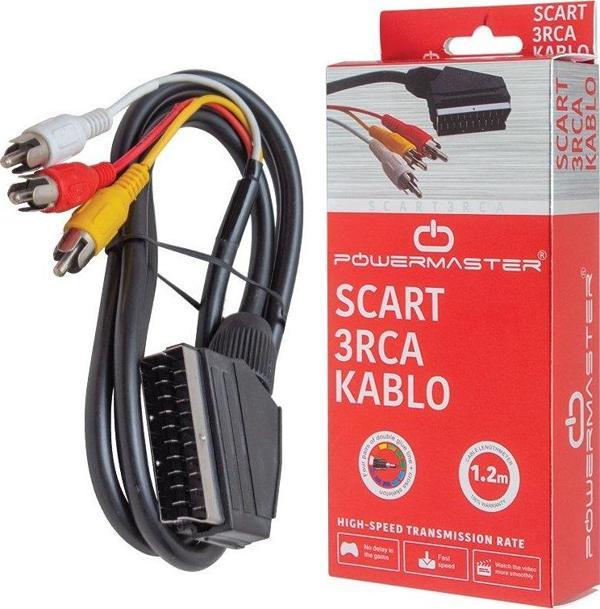 SCART 3 RCA KABLO 1.2 METRE 7 MM SİYAH * SCART TOS KABLO KUTULU  - Image 1