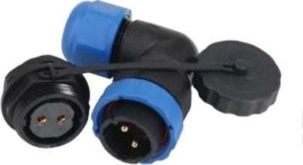 SD20 SU GEÇİRMEZ 2 PİN 20 MM YUVARLAK KONNEKTÖR (90° DİRSEK)  - Image 1