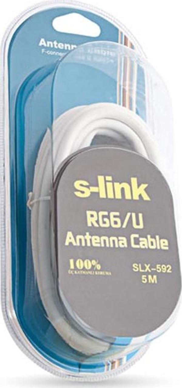 S-LINK SLX-592 F KONNEKTÖRLÜ 5 METRE HAZIR RG6/U ANTEN KABLOSU BLİSTERLİ  - Image 1